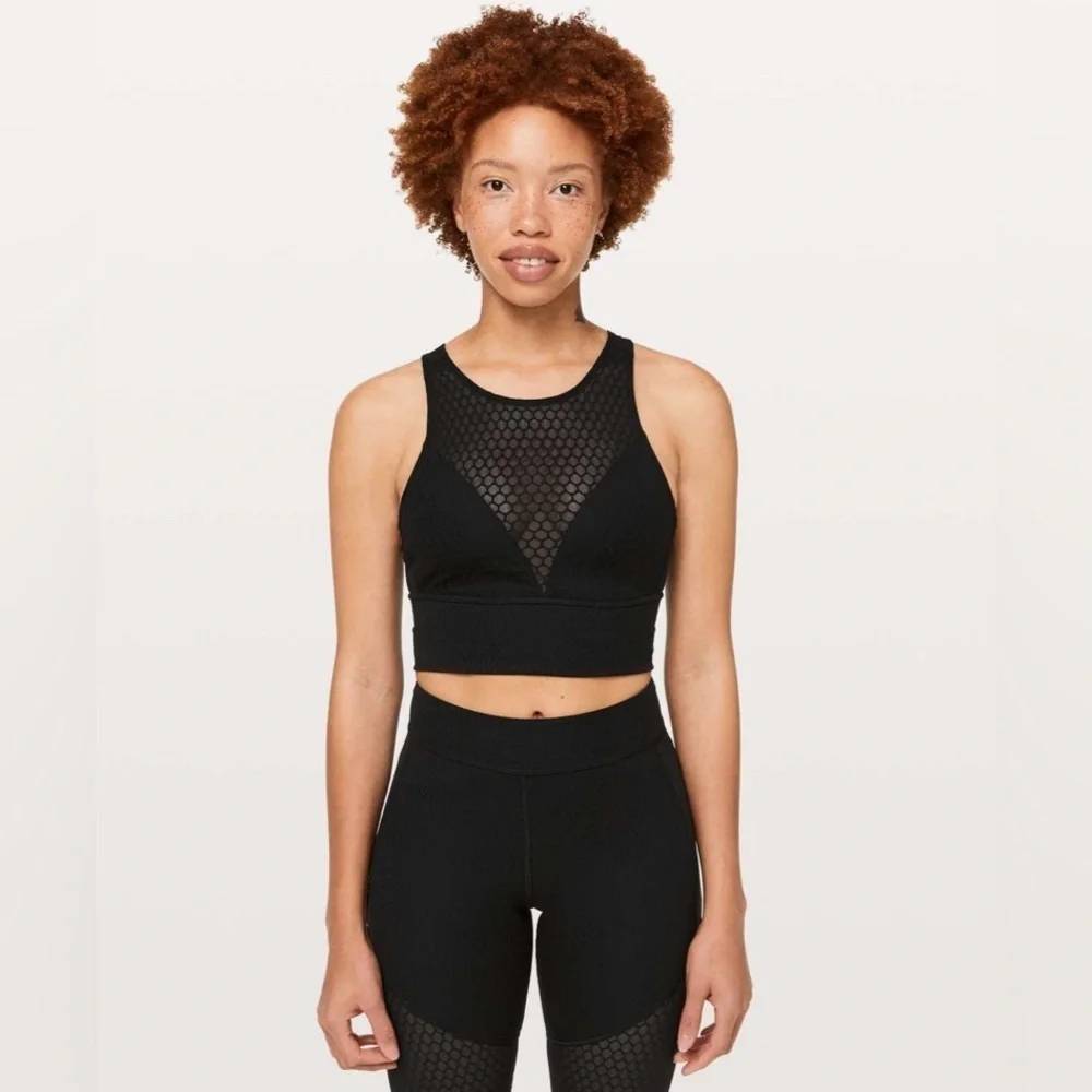 Lululemon Geo Bra *lululemon lab Longline Honeycomb Mesh in Black W2BGGS